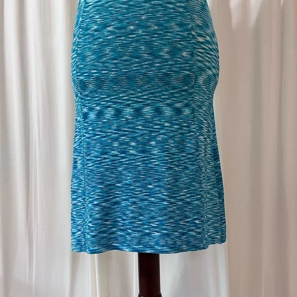 Michael Kors Turquoise Space Dyed Patterned Knit Midi Dress - Picture 7 of 7